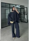 Pelerin Lacivert Asimetrik Kesim Takım