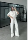Oysh Kumaş Kısakollu Beyaz Modal Takım