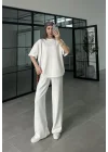 Oysh Kumaş Kısakollu Beyaz Modal Takım