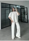 Oysh Kumaş Kısakollu Beyaz Modal Takım