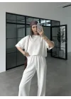 Oysh Kumaş Kısakollu Beyaz Modal Takım