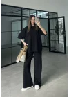 Oysh Kumaş Kısakollu Siyah Modal Takım