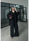Fav Tensel Kumaş Oversize Siyah Palazzo Takım