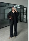 Fav Tensel Kumaş Oversize Siyah Palazzo Takım