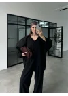 Fav Tensel Kumaş Oversize Siyah Palazzo Takım