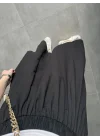 Poplin Kumaş Cepli Siyah Etek