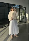 Yakası Büzgülü Ekru Bluz