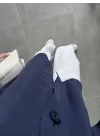 Sofi Tek Düğme Oversize Tensel Lacivert Gömlek