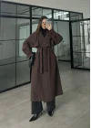 Cool Oversize Premium Kahve Kuşaklı Trençkot