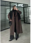 Cool Oversize Premium Kahve Kuşaklı Trençkot
