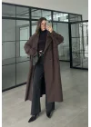 Cool Oversize Premium Kahve Kuşaklı Trençkot