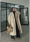 Cool Oversize Premium Taş Kuşaklı Trençkot