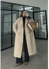 Cool Oversize Premium Taş Kuşaklı Trençkot
