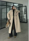 Cool Oversize Premium Taş Kuşaklı Trençkot