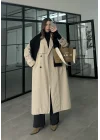 Cool Oversize Premium Taş Kuşaklı Trençkot