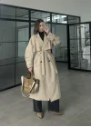 Cool Oversize Premium Taş Kuşaklı Trençkot