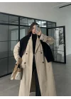 Cool Oversize Premium Taş Kuşaklı Trençkot