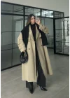 Cool Oversize Premium Yeşil Kuşaklı Trençkot