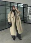 Cool Oversize Premium Yeşil Kuşaklı Trençkot