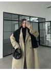 Cool Oversize Premium Yeşil Kuşaklı Trençkot