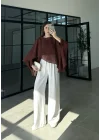 Uçuşan Pelerin Tarçın Tül Bluz