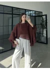 Uçuşan Pelerin Tarçın Tül Bluz