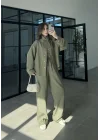 Boyundan Parçalı Haki Bomber Takım