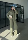 Boyundan Parçalı Haki Bomber Takım