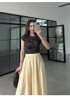 Puantiyeli Likralı Siyah Crop