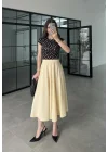 Puantiyeli Likralı Siyah Crop