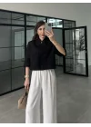 Astarlı Crop Siyah Keten Ceket