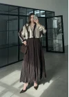 Çizgili Oversize Kahve Gömlek
