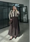 Çizgili Oversize Kahve Gömlek