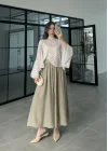 Puantiyeli Şifon Beyaz Panço Bluz
