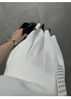 Puantiye Fularlı Premium Beyaz Takım