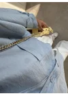 Açık Mavi Oversize Tensel Gömlek