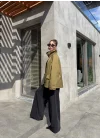 Alessi Geniş Yaka Astarlı Yağ Yeşili Trenç
