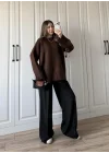 Alin Sık Dokuma Kahve Premium Kazak