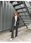 Antrasit Çizgili Maskülen Blazer Takım