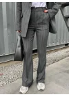 Antrasit Çizgili Maskülen Blazer Takım