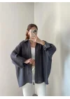 Antrasit Oversize Tensel Gömlek