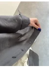 Antrasit Oversize Tensel Gömlek