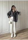 Antrasit Oversize Tensel Gömlek