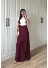 Anvelop Keten Uzun Bordo Etek