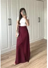 Anvelop Keten Uzun Bordo Etek