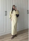 Anvelop Tasarım Keten Sarı İkili Takım