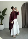 Asimetrik Modal Kumaş Bordo Bluz