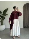 Asimetrik Modal Kumaş Bordo Bluz