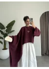 Asimetrik Modal Kumaş Bordo Bluz