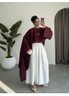 Asimetrik Modal Kumaş Bordo Bluz